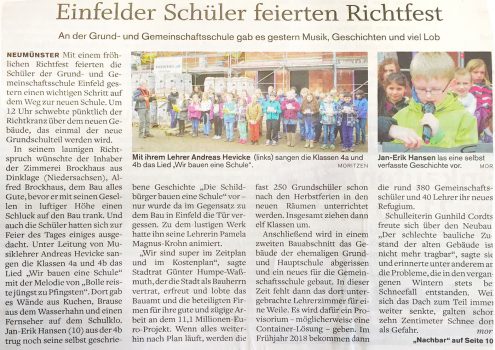 Zeitungsartikel zum Richtfest